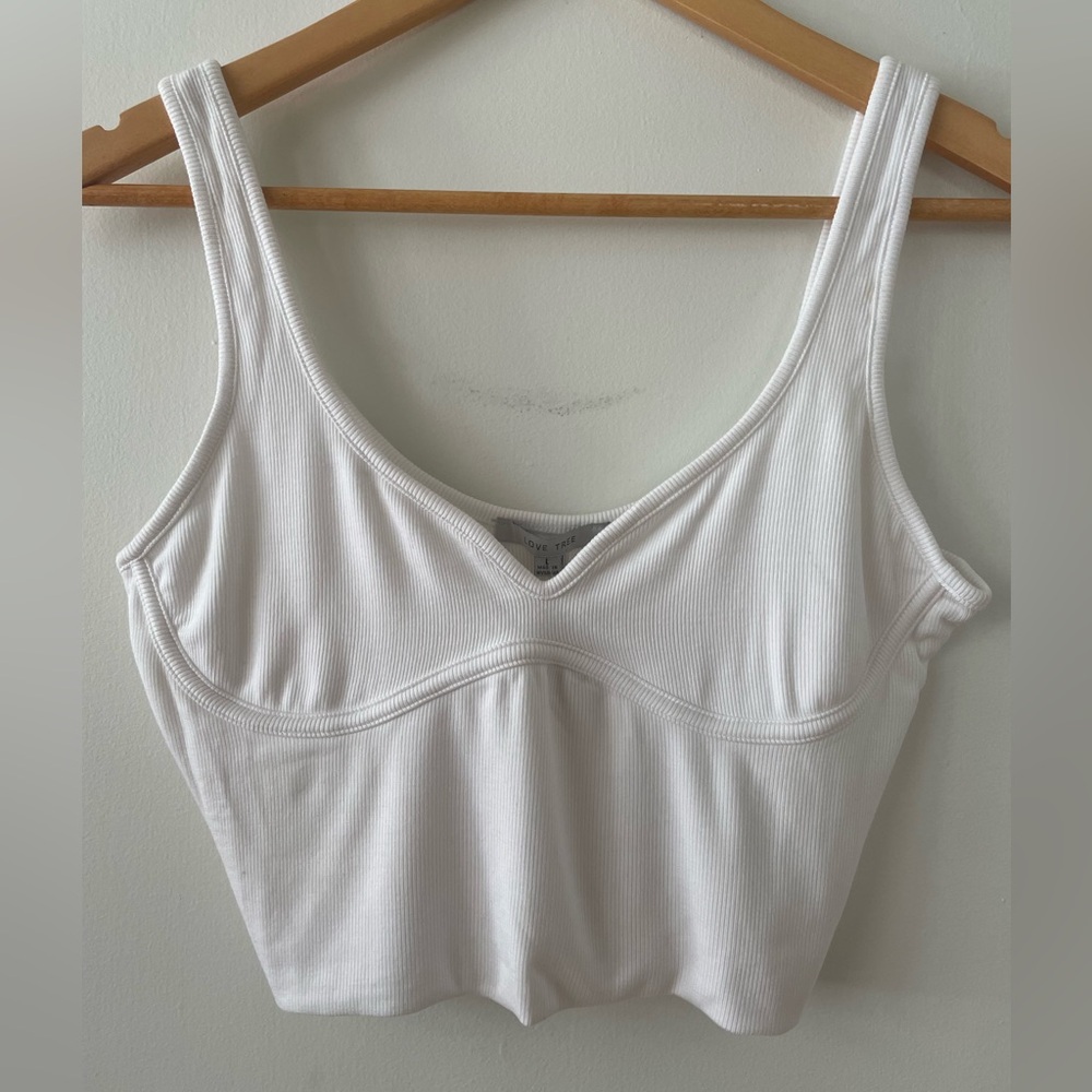 Ribbed V-Neck Tank Bodysuit - White
